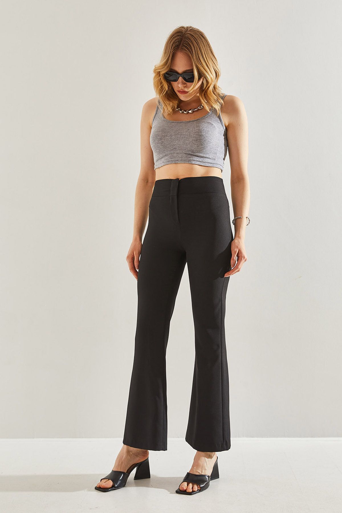 Female Double Fabric High Waist Spanish Paça Pants 60221008