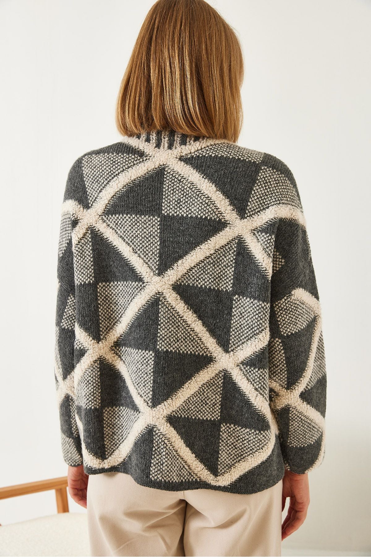 WOMEN HALF FISHER YAK PATTERN PATTERN OVERSIZE knitwear sweater 241197 60261144