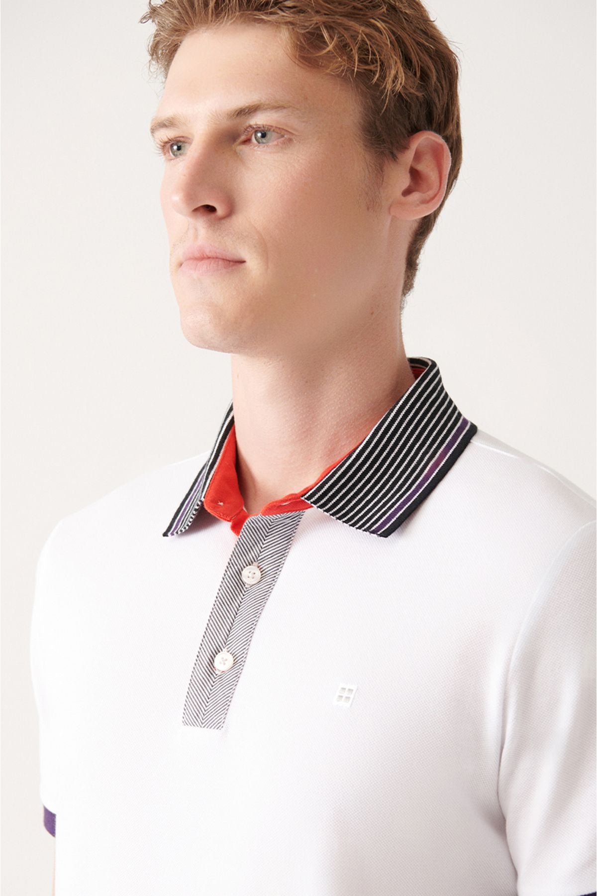 Men's White 100 %Cotton Polo Yaka T-shirt A31y1166