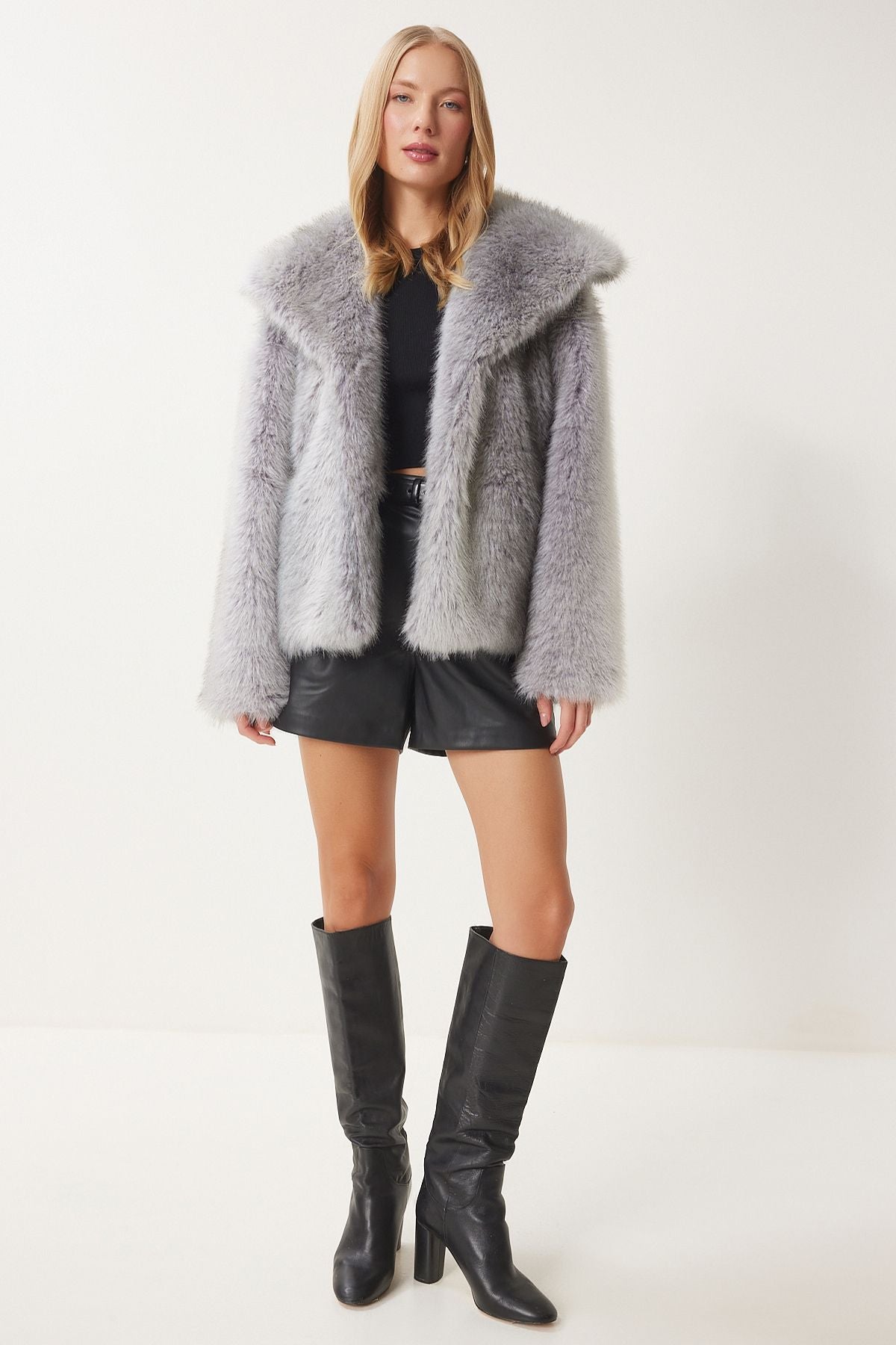 WOMEN GRAY GRAY ARTIA FUR JACKET FN03430