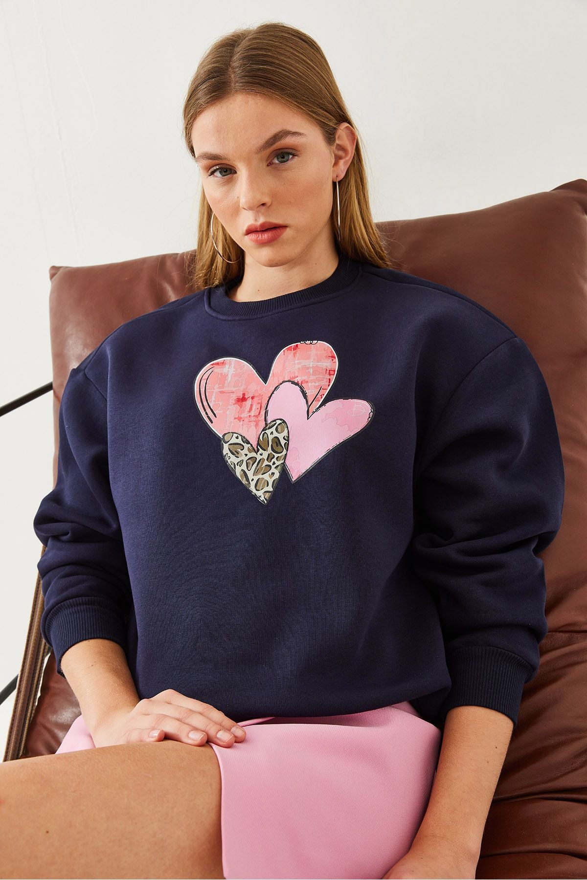 Women's Heart Printed Sweatshirt MBHS017 60601017