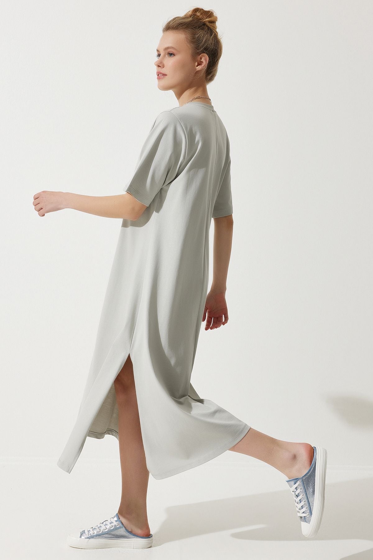 Women's Gray Bike collar with plenty of relaxed combed dress BP00158