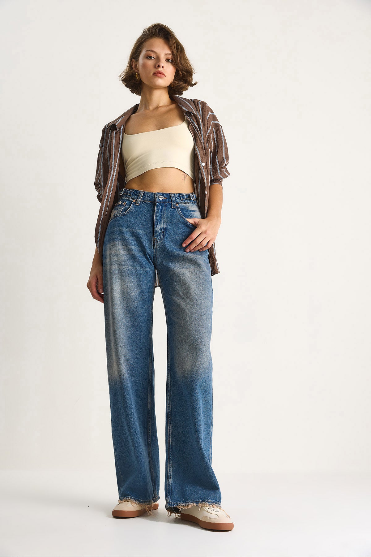 Women's Side Buckle Denim Trousers 5290 60284088