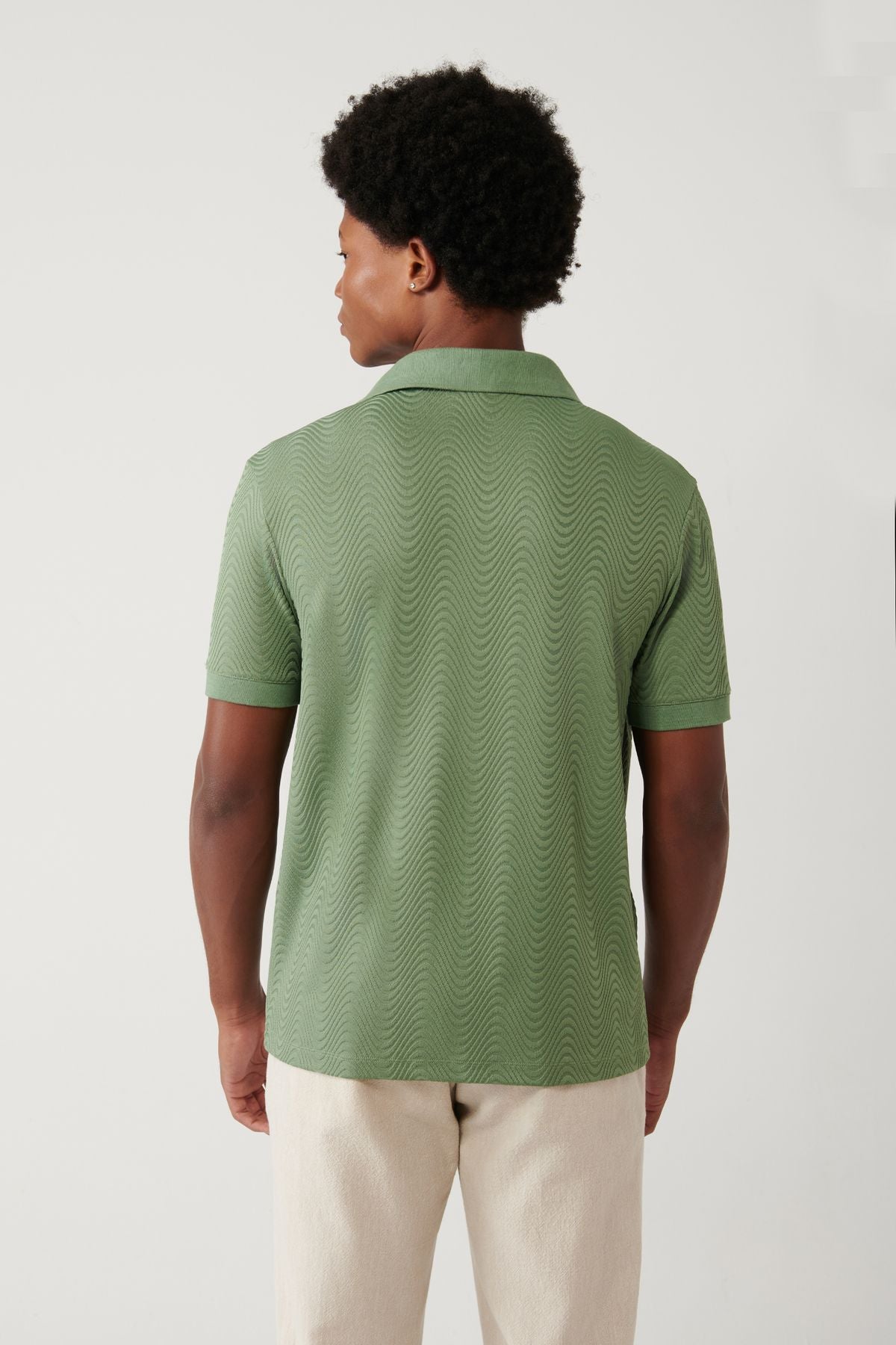 Men's Water Green Apjja Yaka Jacquard T-shirt A41y1068