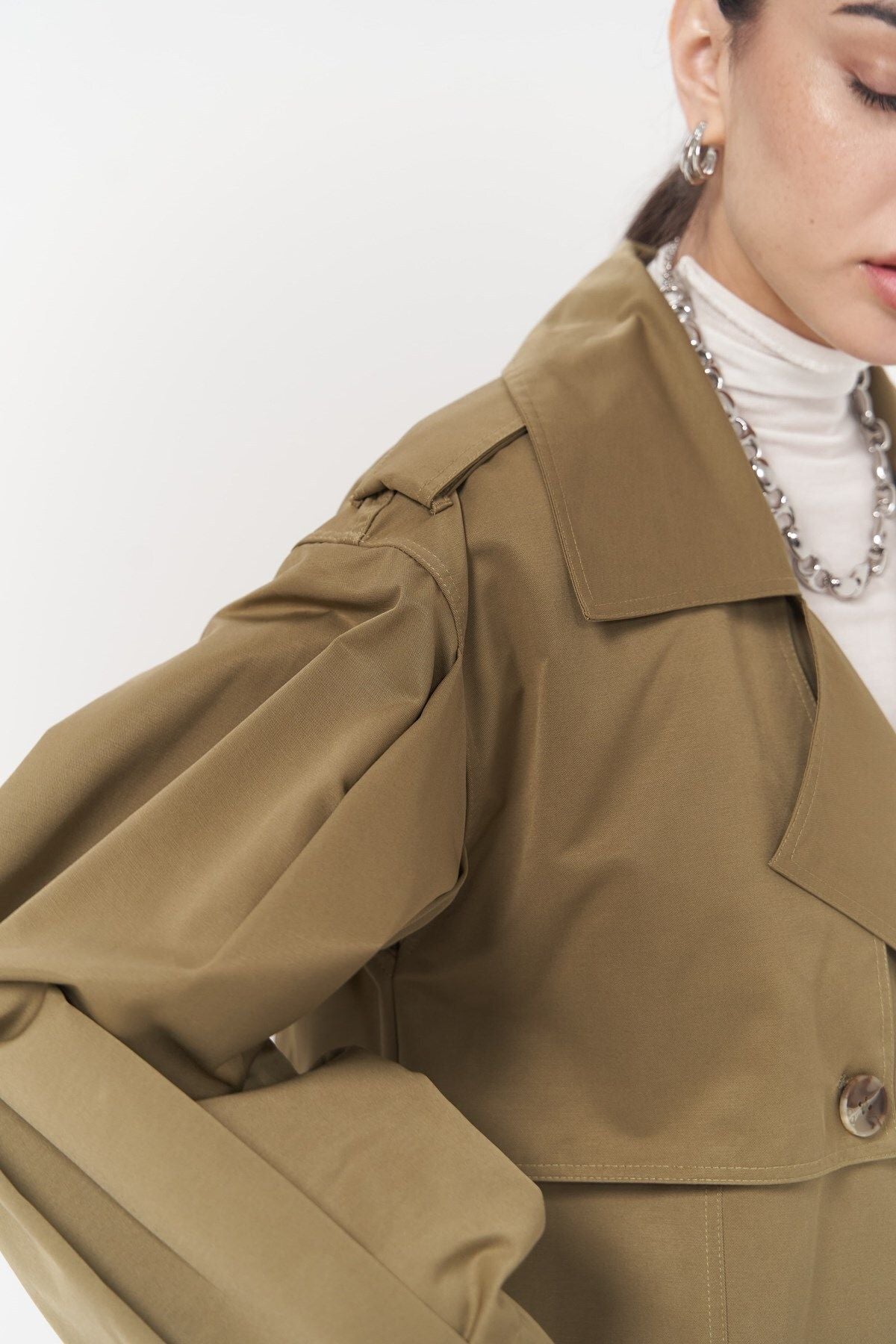 Aubree Haki Oversize trench coat