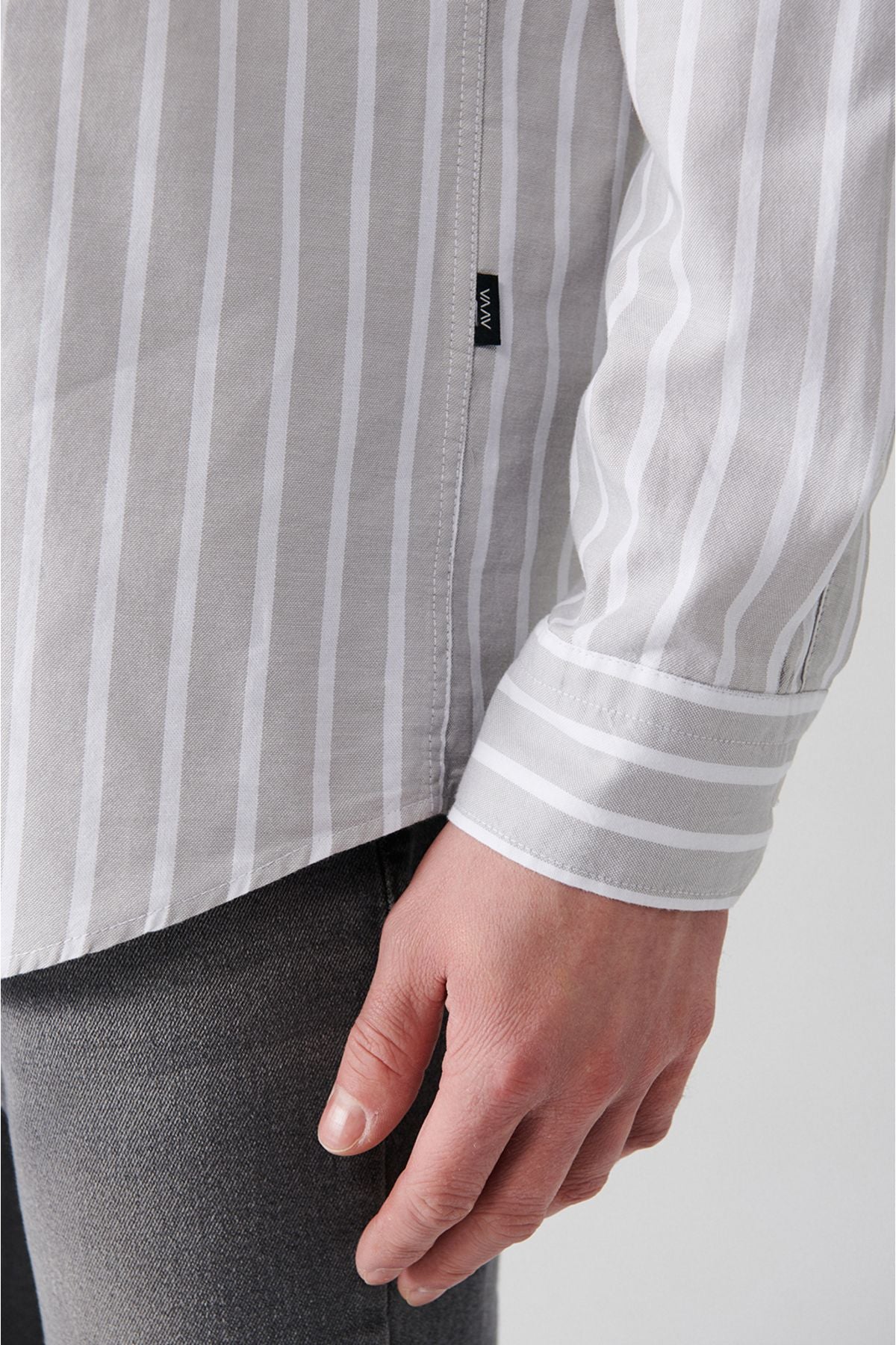 Men's Gray 100 %Cotton Oxford striped shirt A31y2055