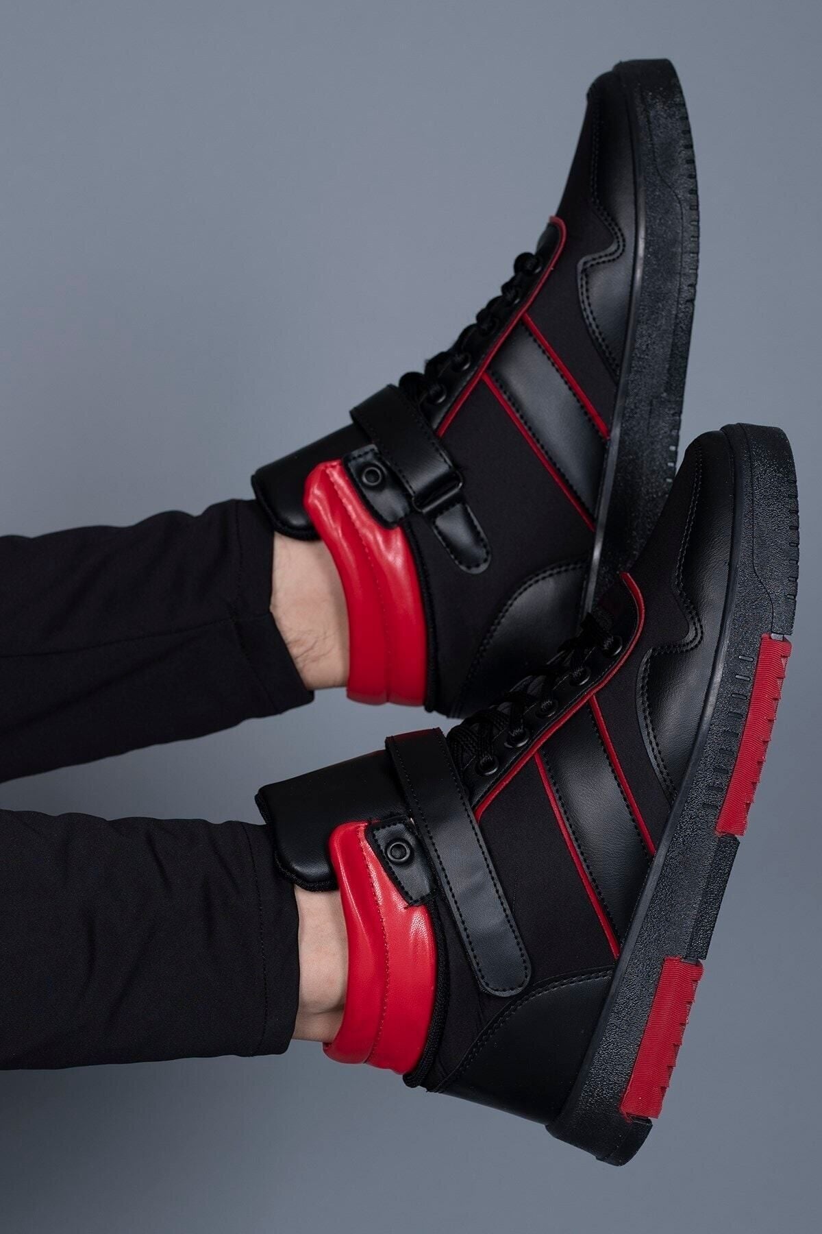 Black Red Men's Sneaker Bot 00122935