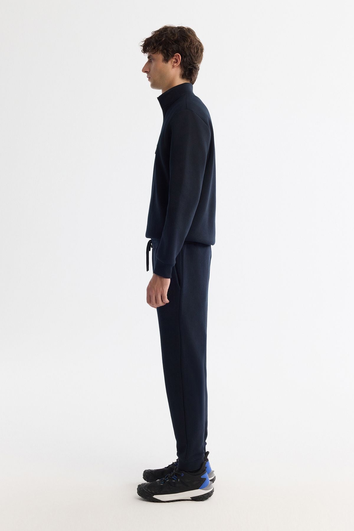 Men's navy blue rayon knitted fabric tracksuits six B003403