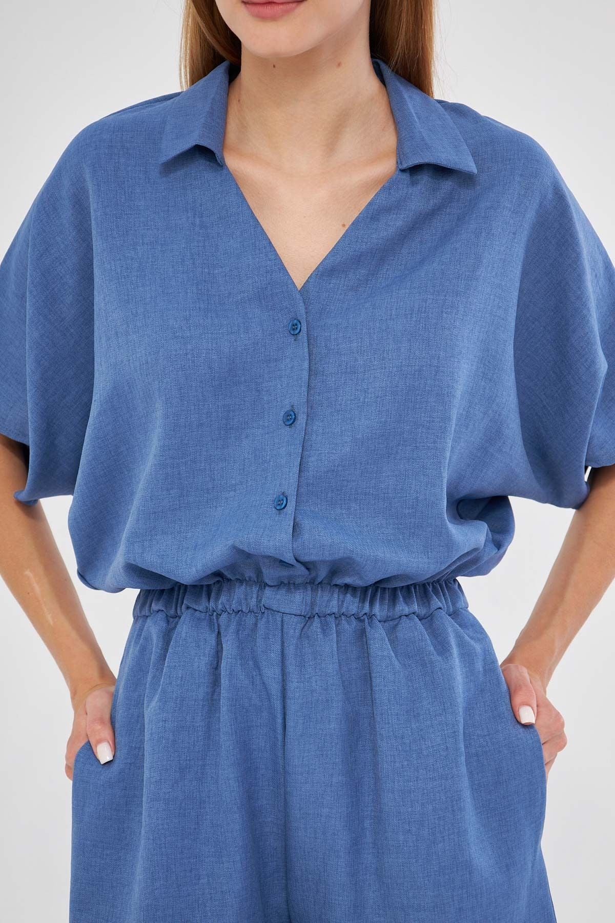 WOMEN DARK BLUE SHIRT COFE SHORT TULUM ARM-24Y001113