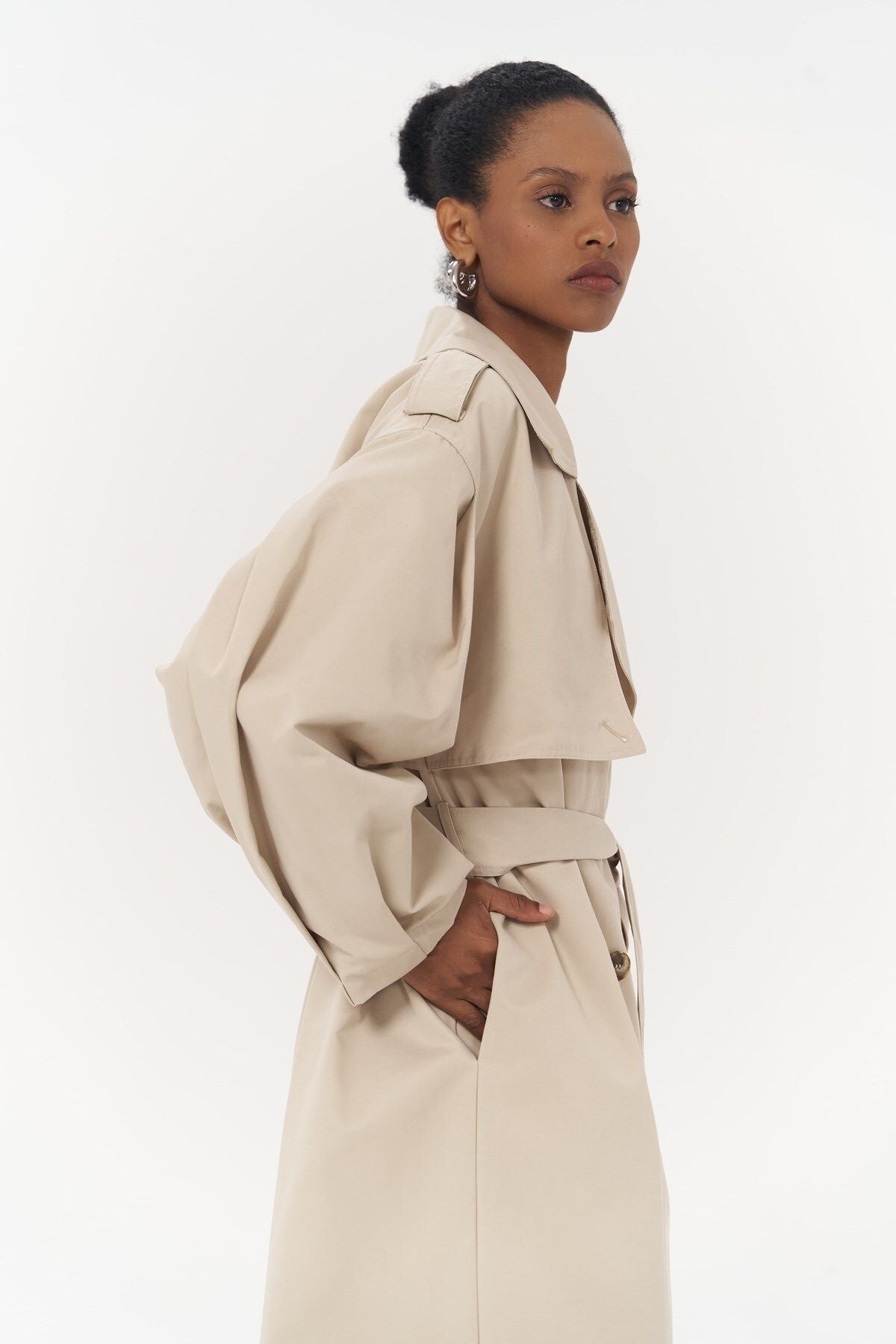 Aubree Bej Oversize Trençkot