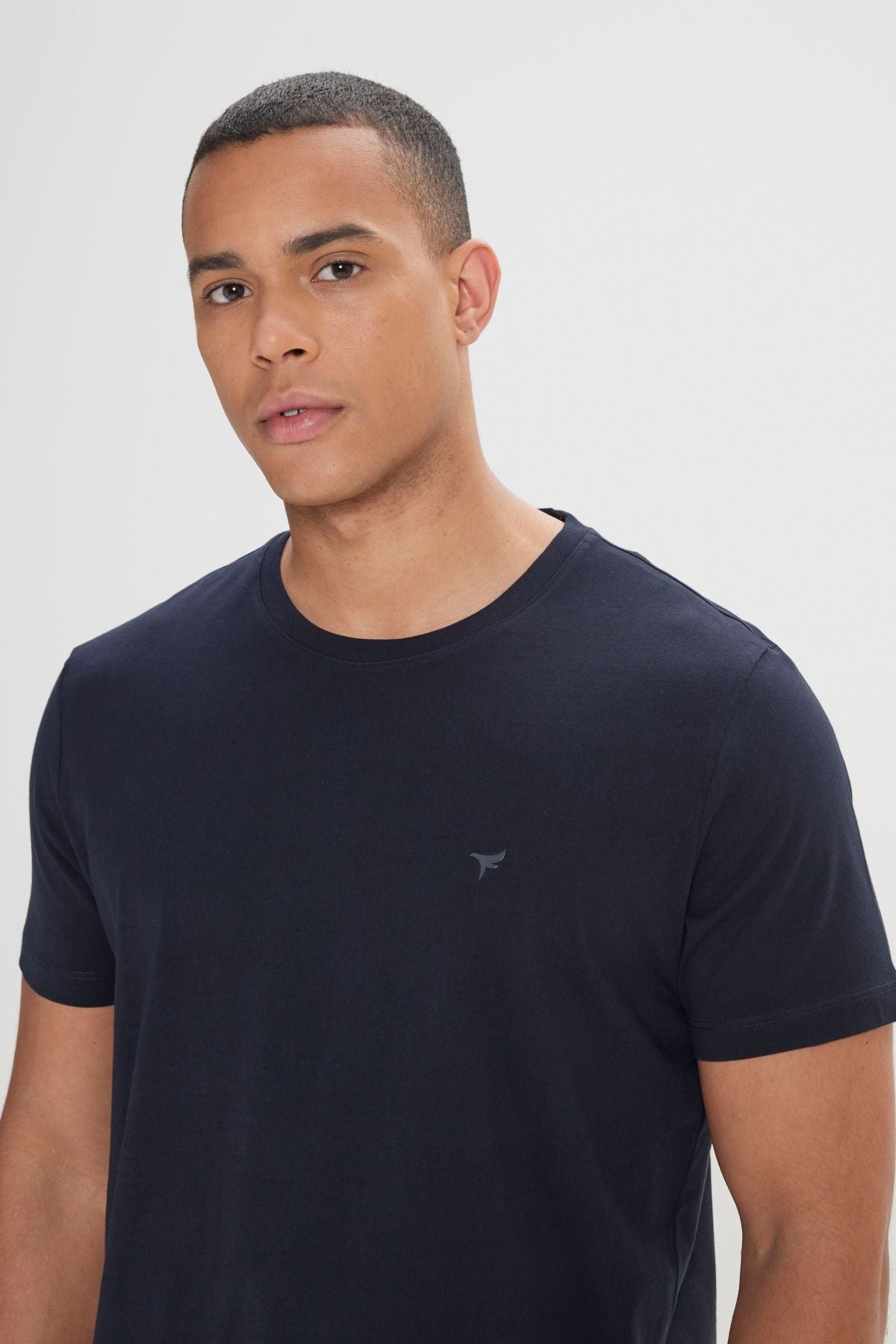 100 %Organic Cotton Men's Navy Blue Slim Fit Narrow Cut Cycling Bicycle Yaka T -shirt