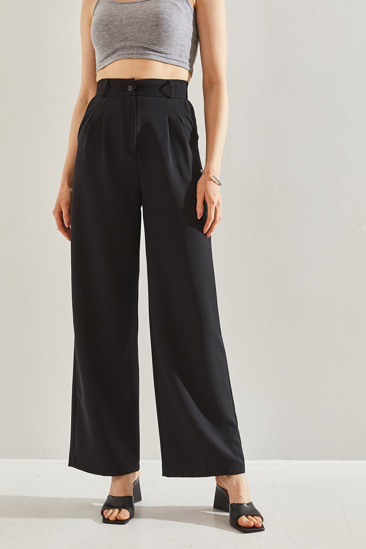 Woman Full High Waist Double Fabric Double Grass Pants 60221006