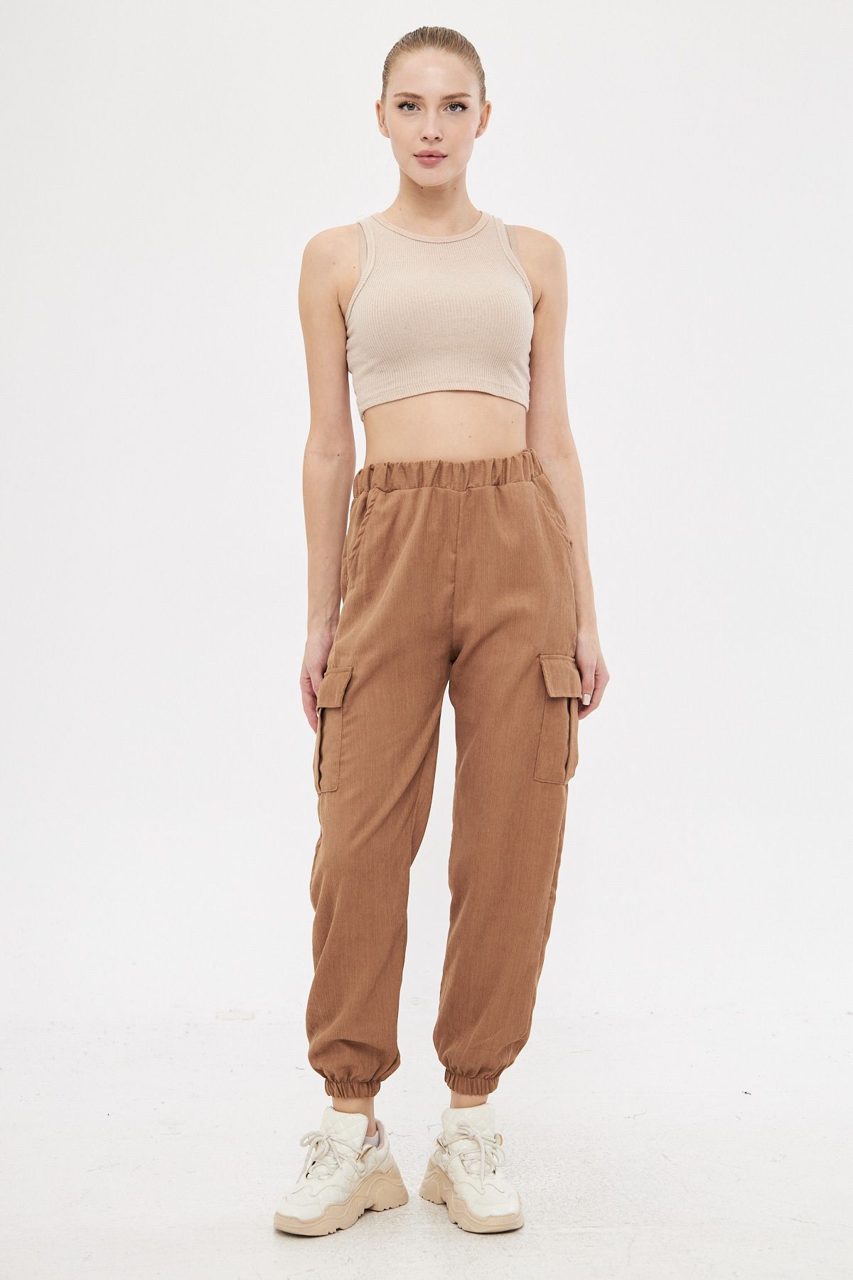 Female mink velvet waist and leg righteous thin wick cargo pants Arm-25k001035