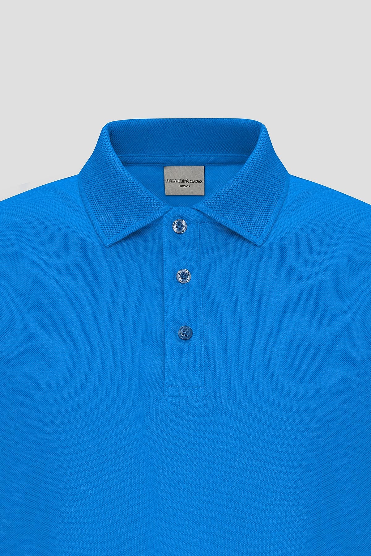 Male Royal Blue 100 %Cotton Curiated Pike Polo Slim Slim Fit Narrow Cut T -shirt