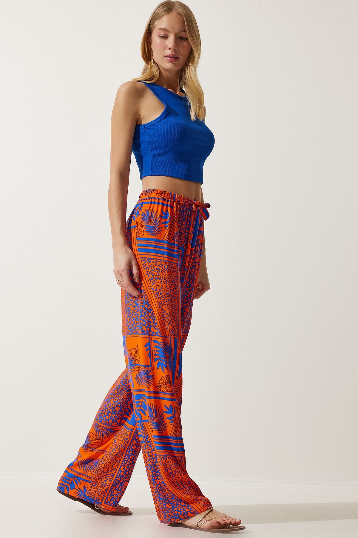 Female Oranj Patterned Visakon Palazzo Pants EN00606
