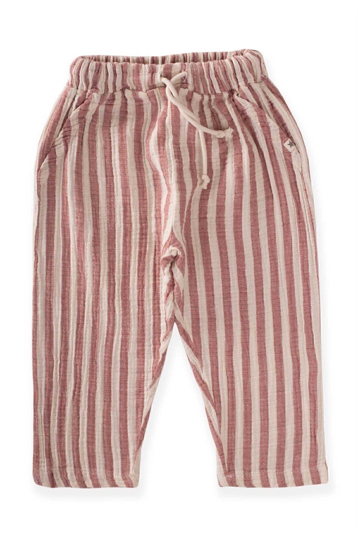 Müslin Pants 1-7 Years Red Striped