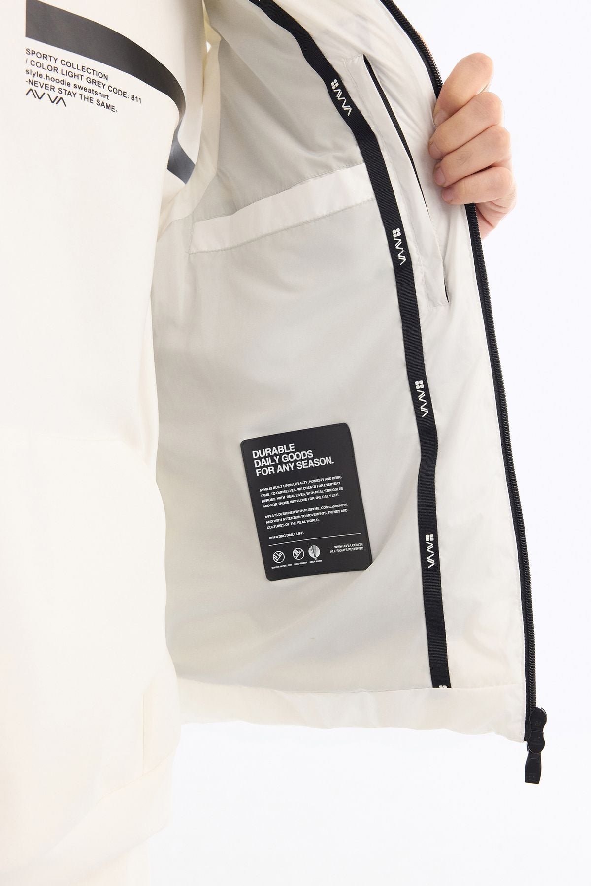 Men's white hooded water repulsion windproof swelling vest A42y6504