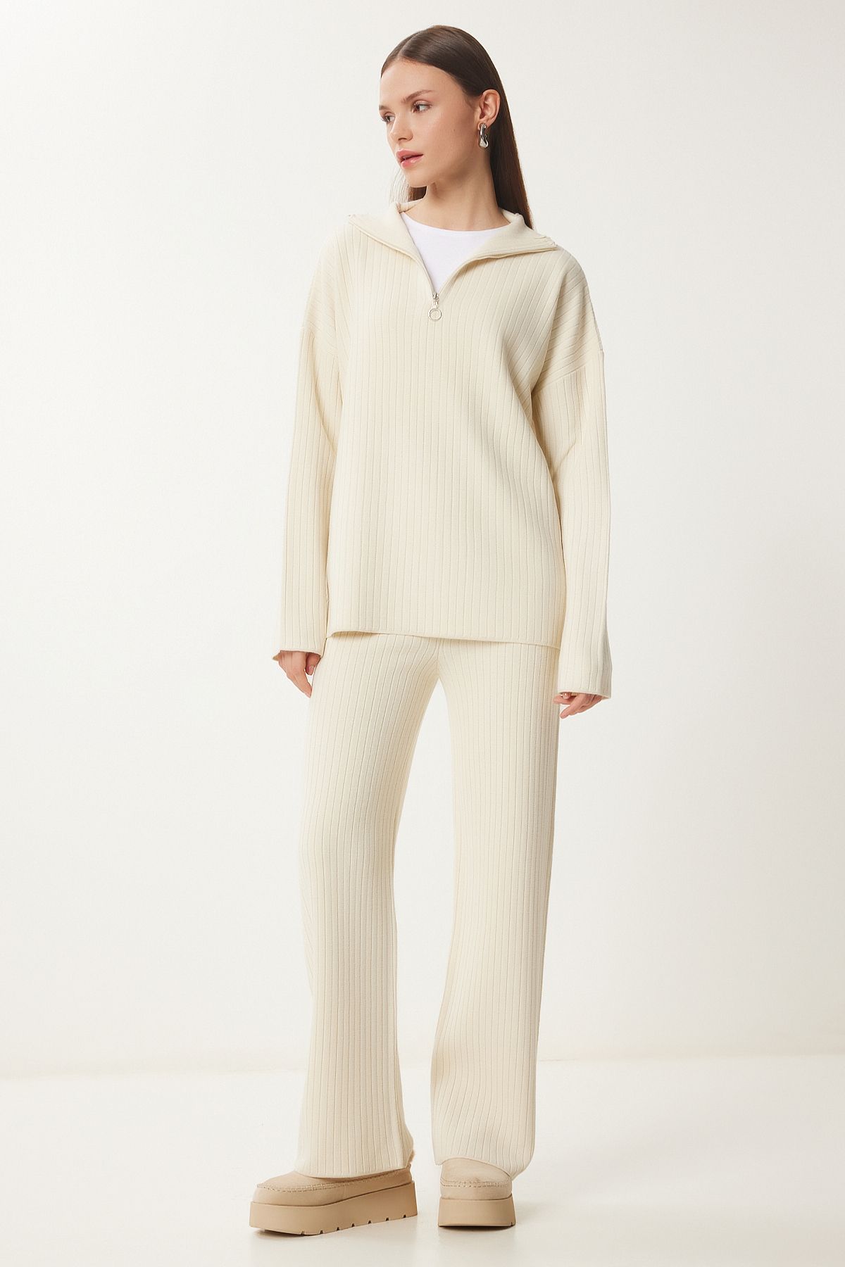 WOMEN'S BONE ZIPPER VURAL KNOWING PUBLIC Pants Set PF00105