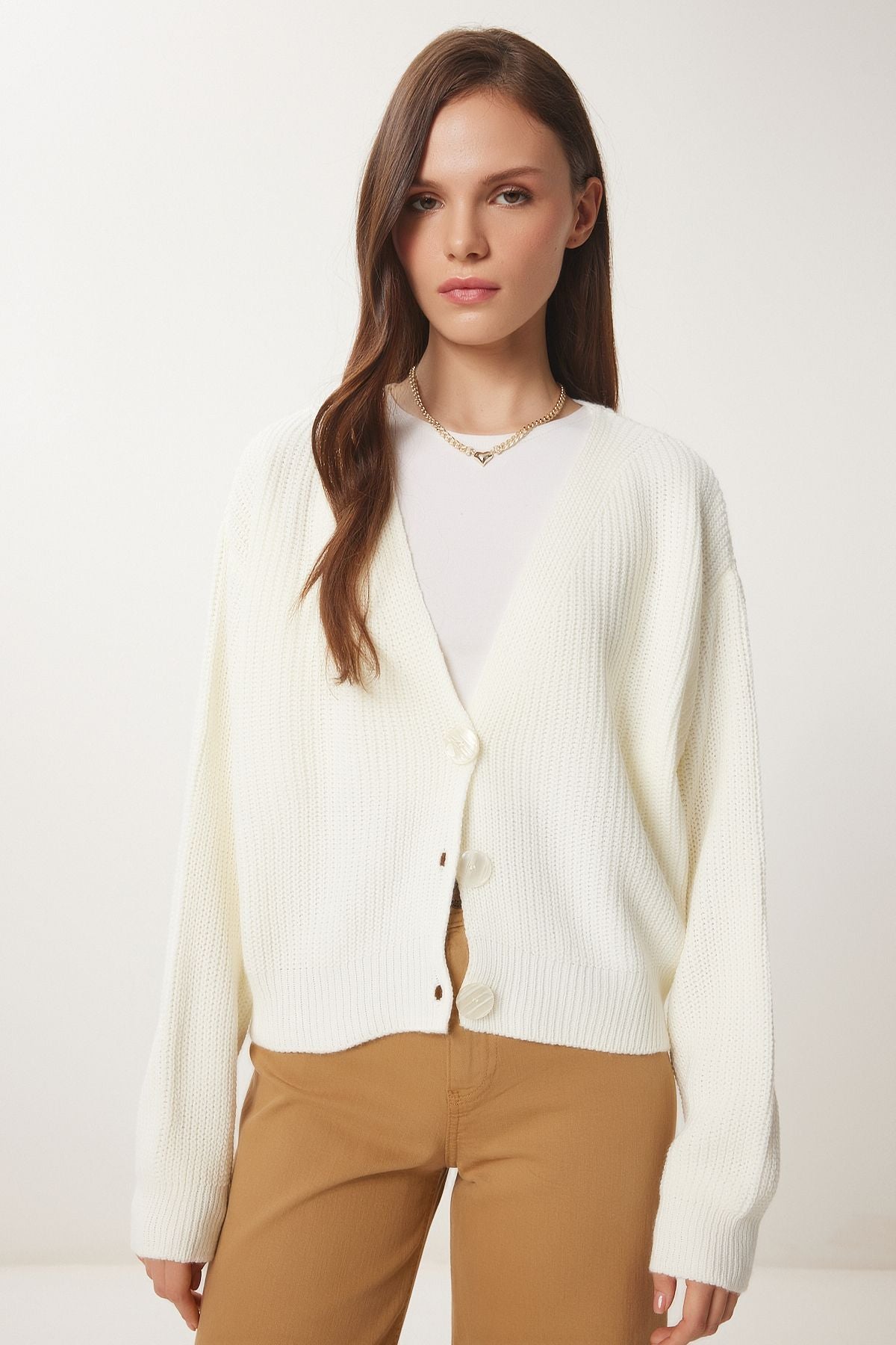 WOMEN ECRU V YAKA KNIP CARTY CARDROHING MX00175