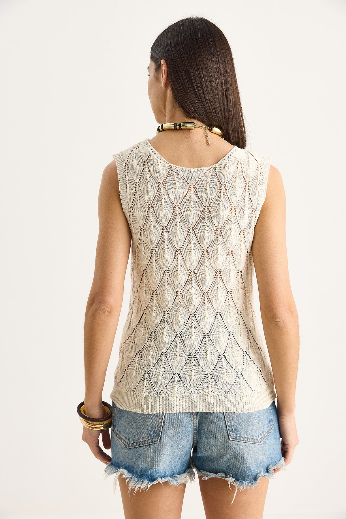 Women's V-Neck Lace Design Knitwear Blouse 20258005