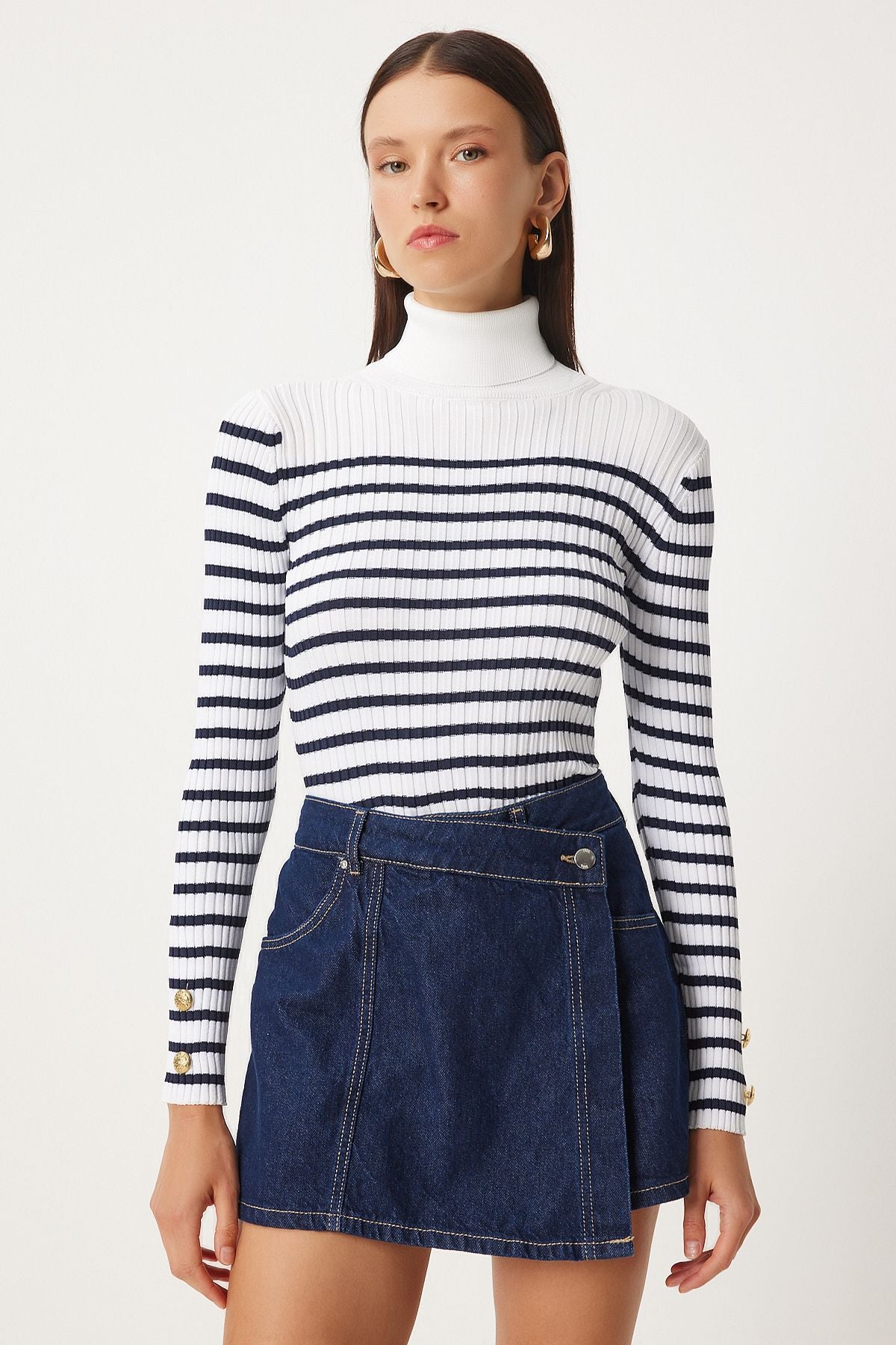 WOMEN ECRU NACTERY FISHER FISHER NEXT -striped seasonal knitwear sweater FN03358