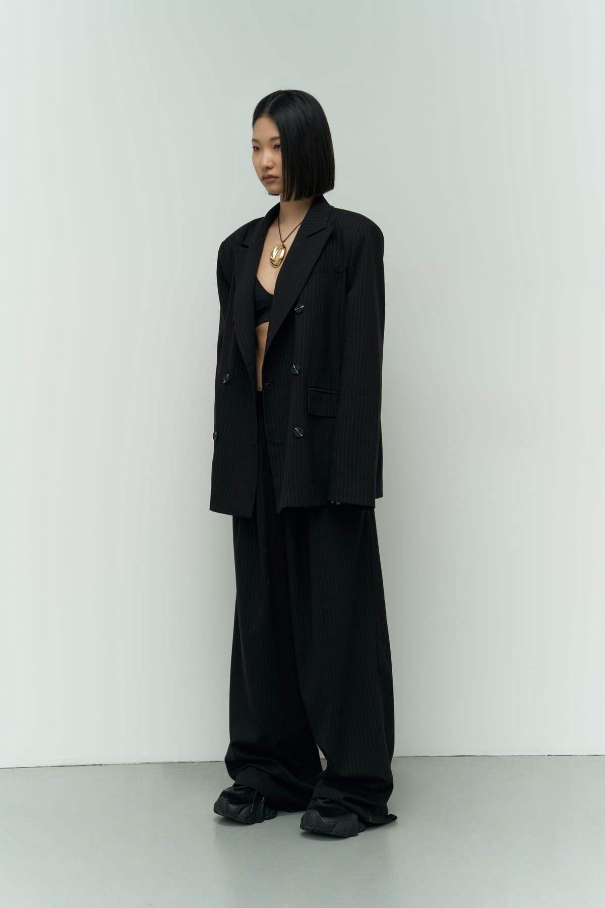 Bianda striped black pants