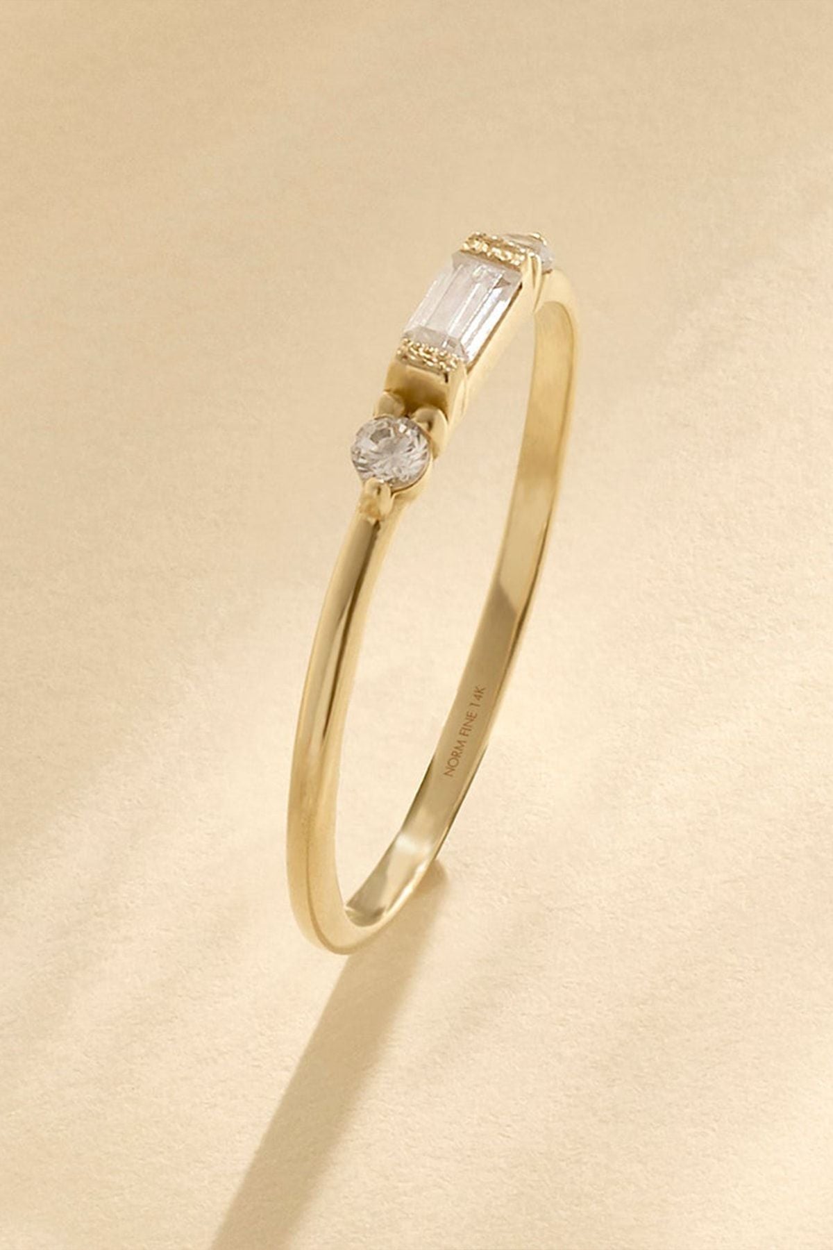 White baguette stone 14 k gold plated woman ring