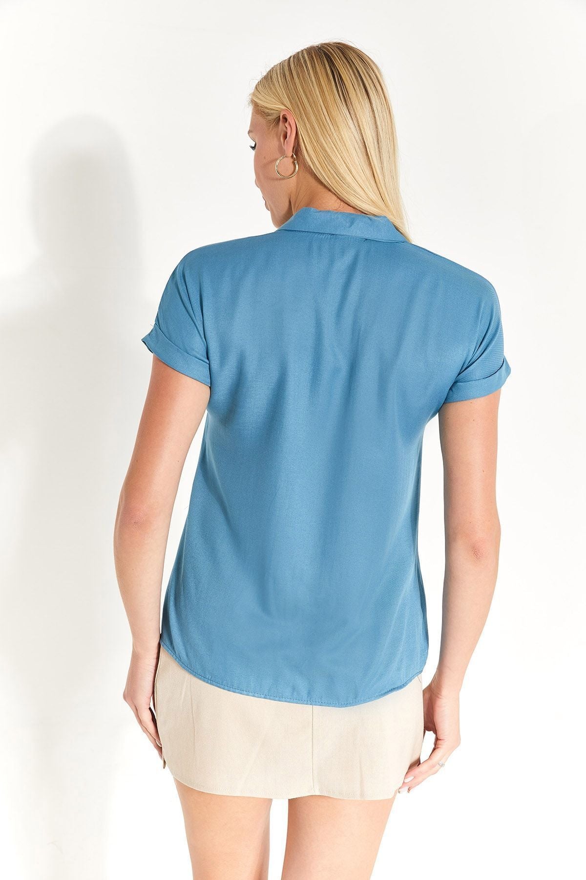 Woman Indigo Short Arm Shirt ARM-19Y001065