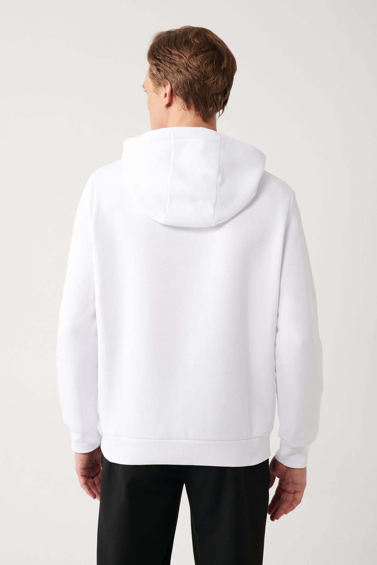 Men's white hooded 3 -to -borne embroidery Sweatshirt A32y1380