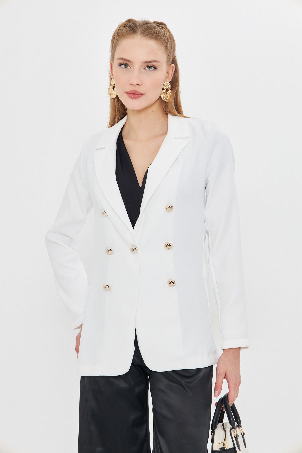 Female white button jacket ARM-20K001151