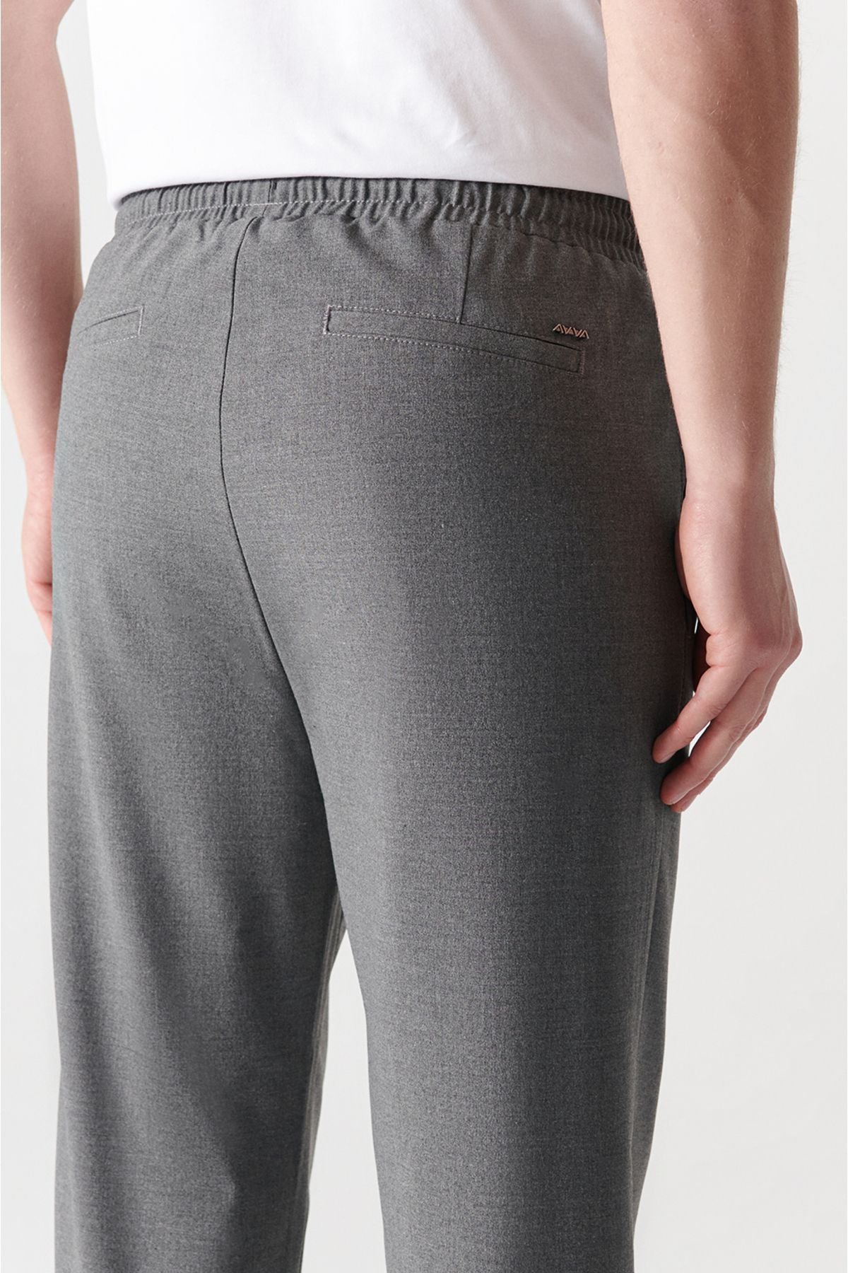 Men's Gray Side Pocket Waist Waist Lacked Dual Paça Jogger Pants E003000