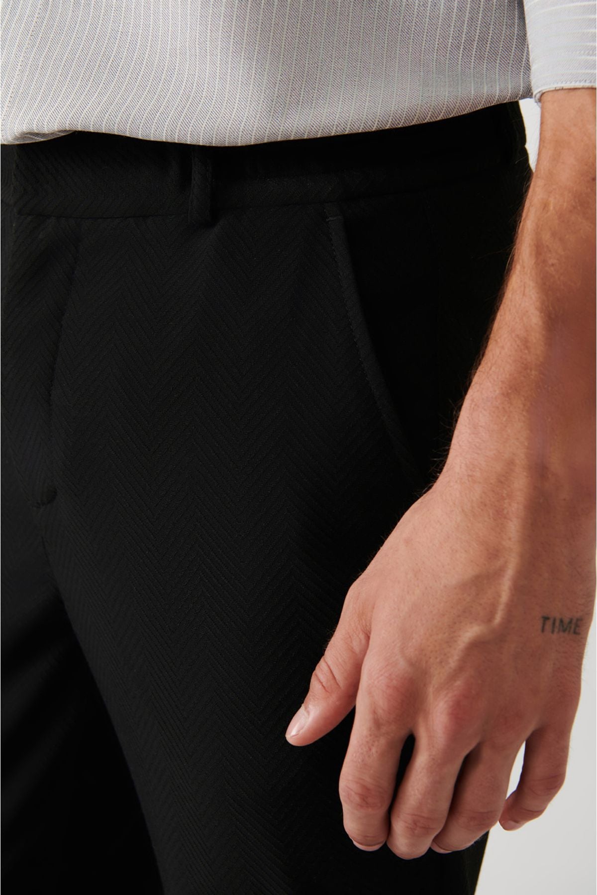 Men's Black Side Pattern Pattern Trousers A32Y3054