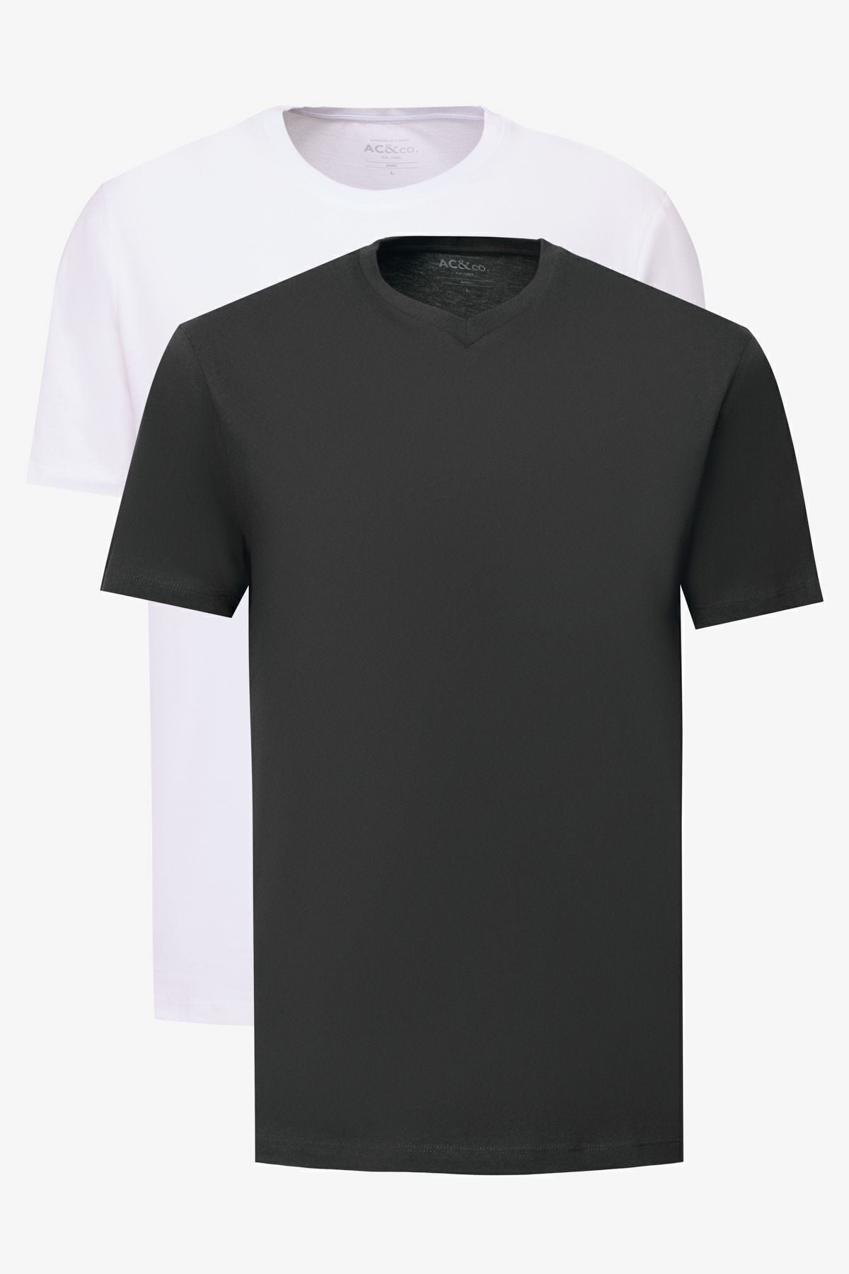 Men's black-and-white 2-pack slim fit narrow cut cotton basic t-shirt