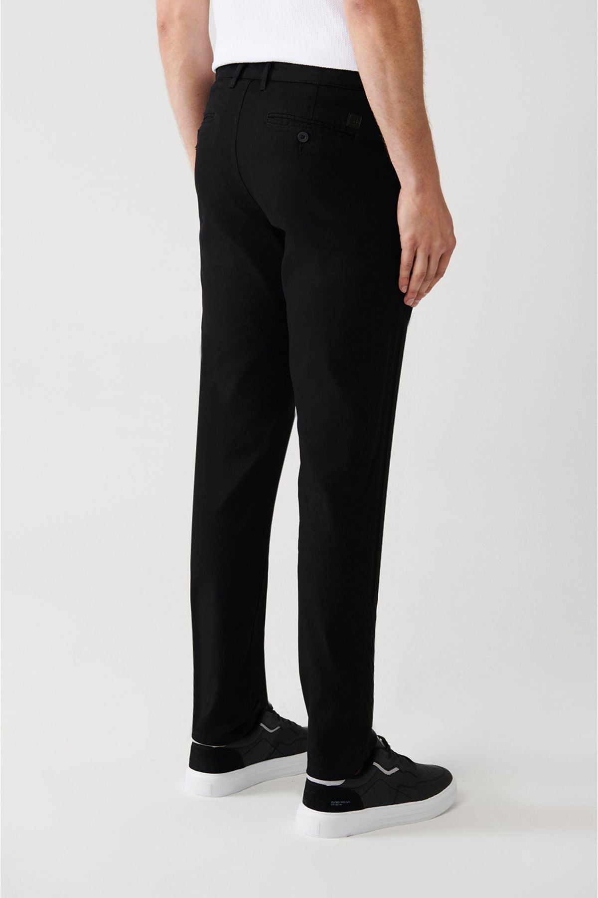 Flexible Chino Canvas Pants with Men's Black Side Pocket E003008