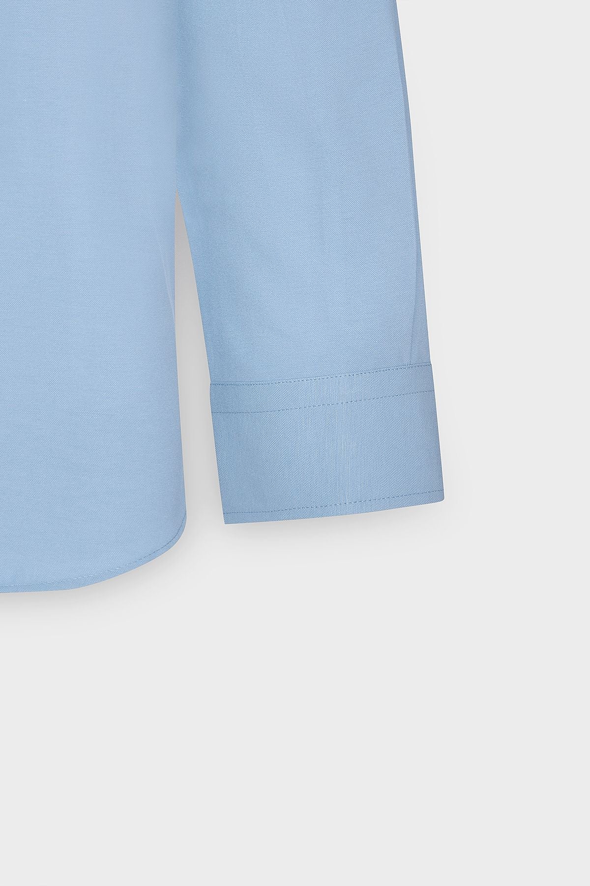 Men's Oxford Blue Button Neck Easy Ironable Cotton Slim Fit Narrow Cut Shirt