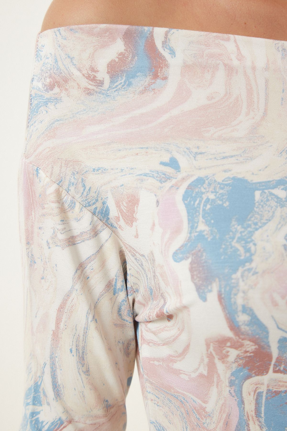 Female Pink Kayak Bol Patterned viscose knitted blouse RX00047