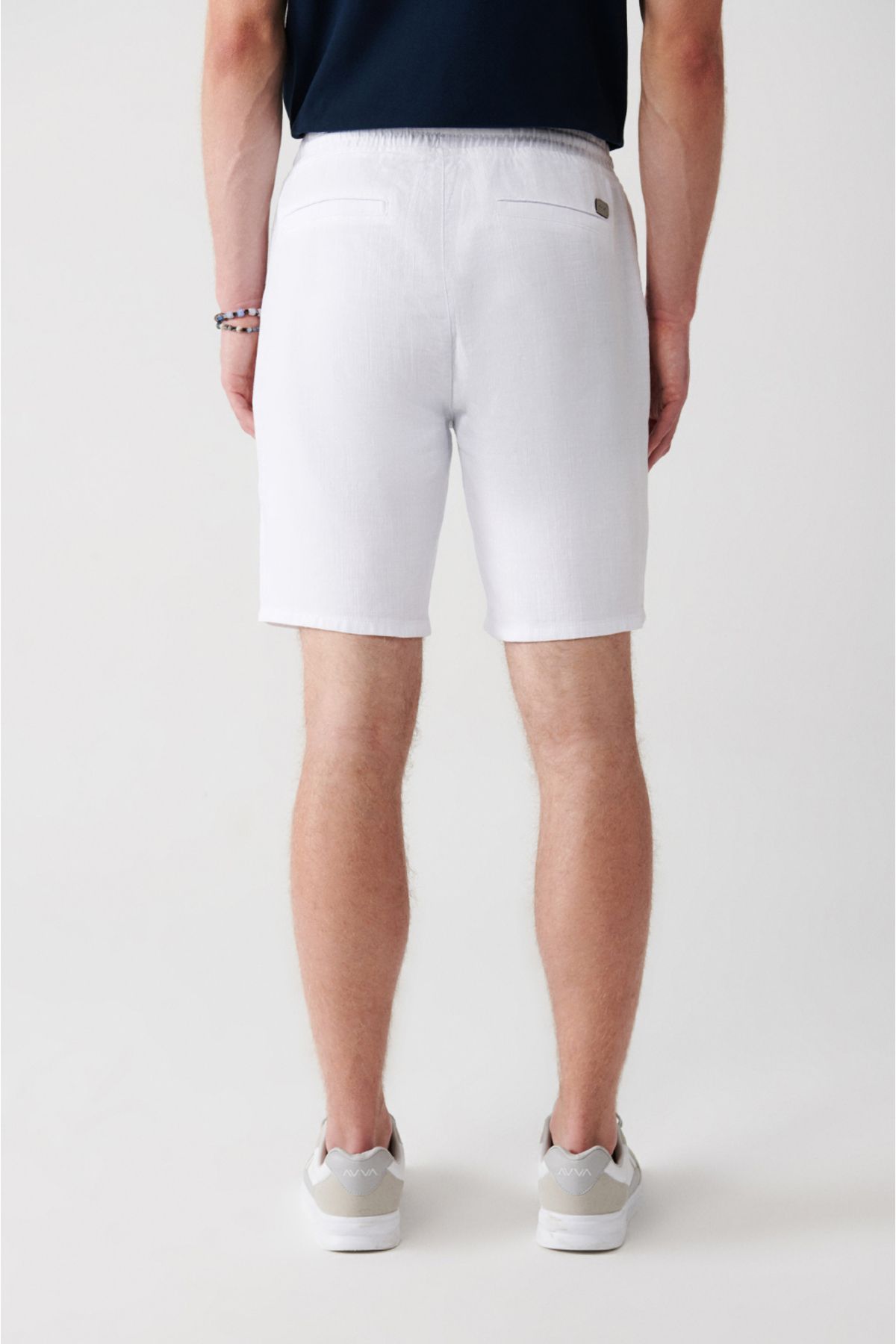 Men's White 100 %Cotton Side Pocket Waist Linen Linen texture E003603
