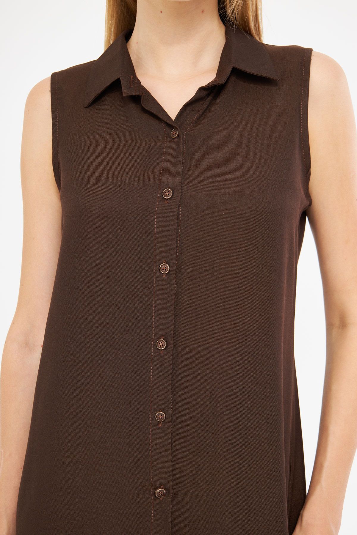 Female Coffee Collar buttoned dress ARM-17Y00028
