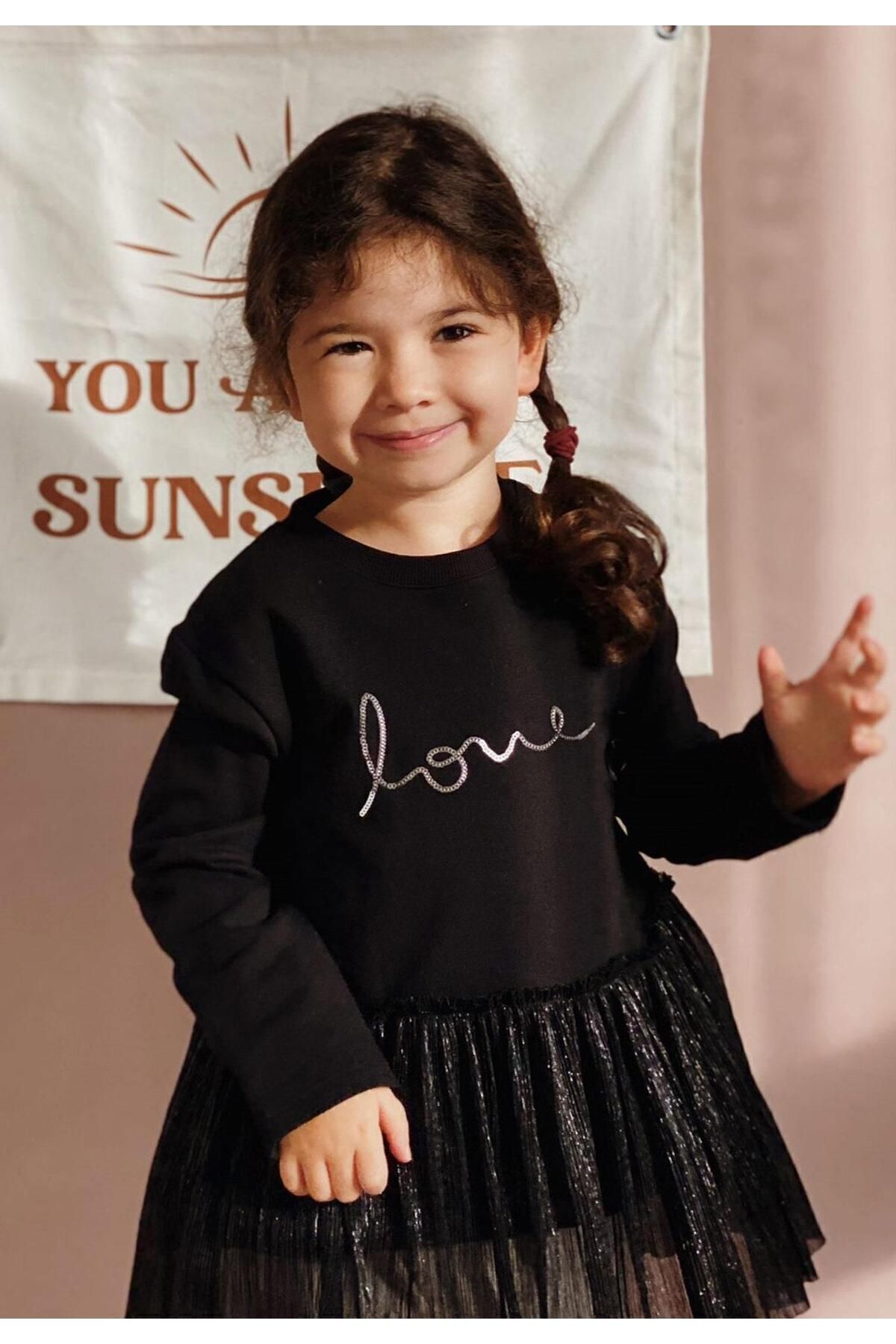 Winter Tunic with scaly tulle 1-6 years black black