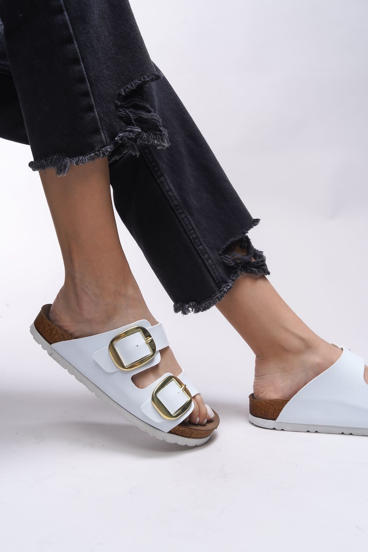 VYLSULA Female Double Buckle Slipper 0012602 White