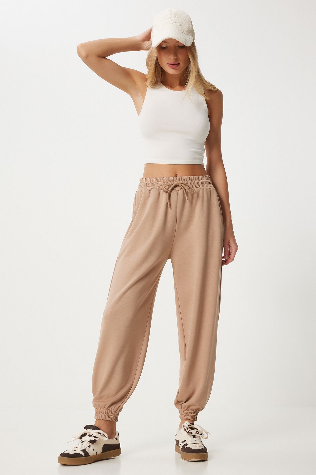 Women's cream modal mixed jogger tracksuit six EN00617