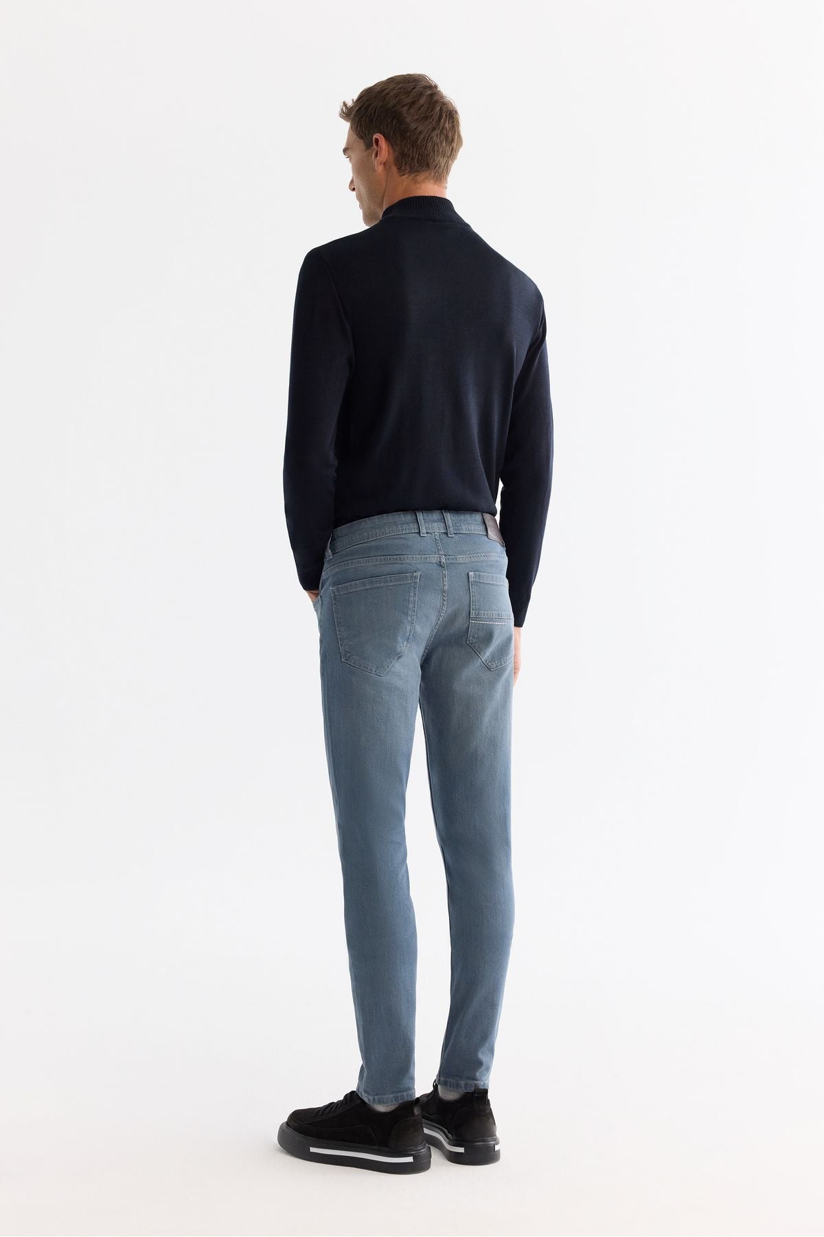 Men's Blue Obedness Washing Flexible Jean Pants A42Y3505