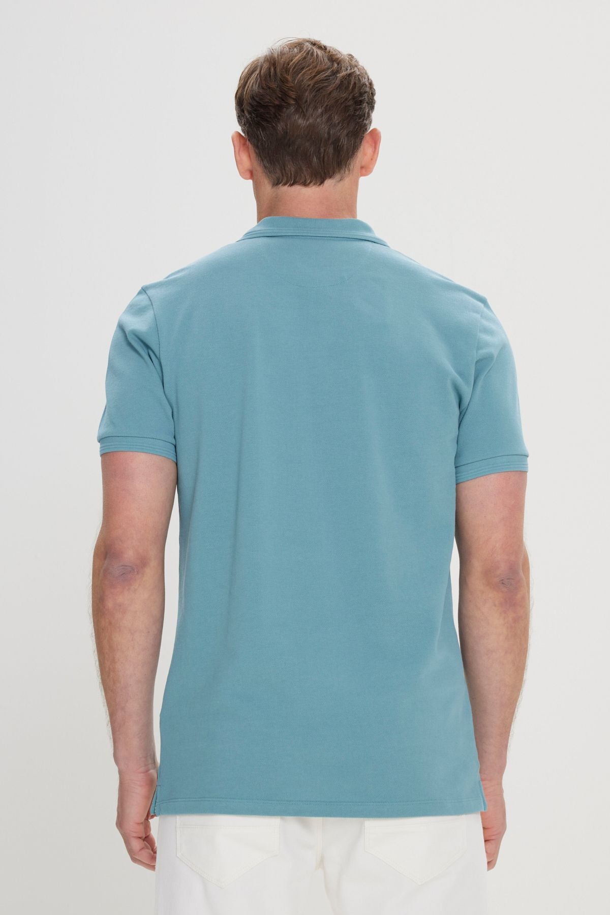 Men's oil slim fit narrow cut polo collar 100 %cotton short sleeve t -shirt