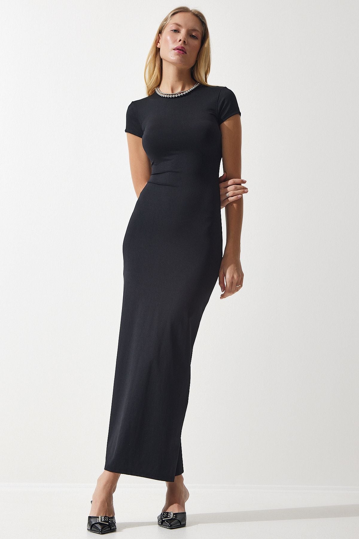 Woman Black Bike Sandy Knitting Dress Ub00239