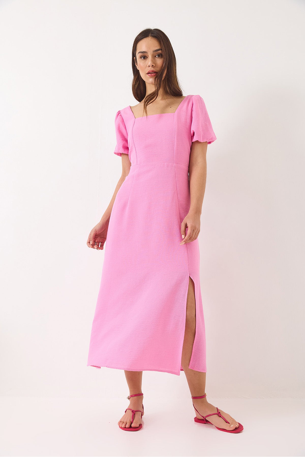 Women's Back Tie Detail Lined Linen Dress 5958 60283045