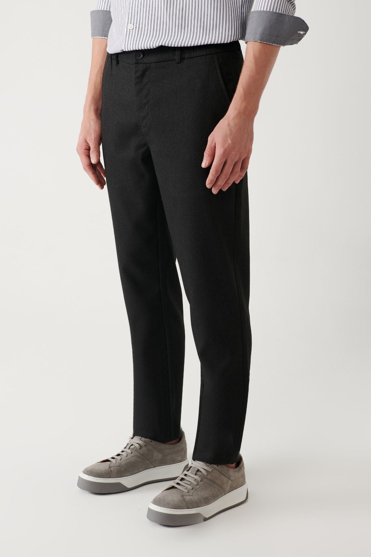 Men's Black Waist Extraction Chino Pants A32Y3080