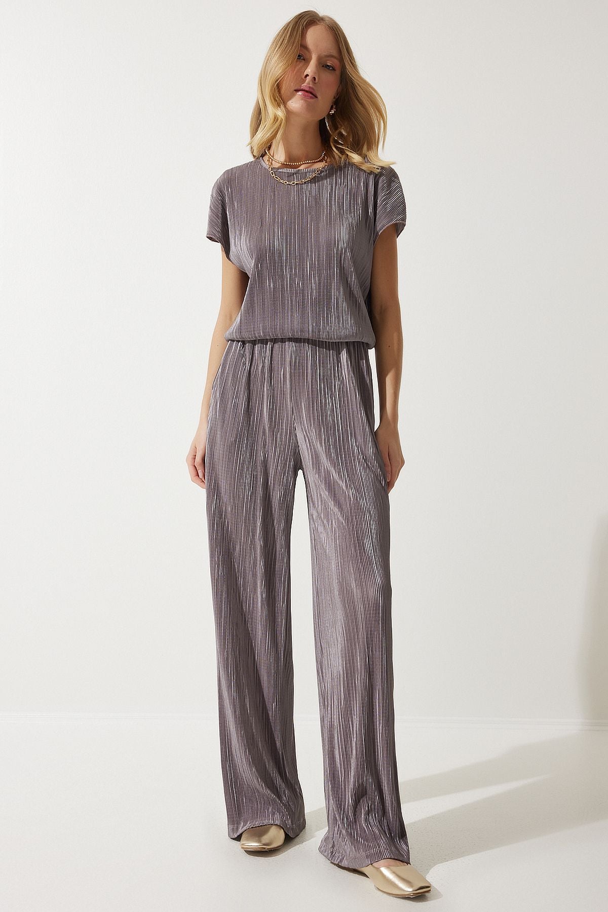 Female mink pilisle comfortable blouse trousers set MC00283