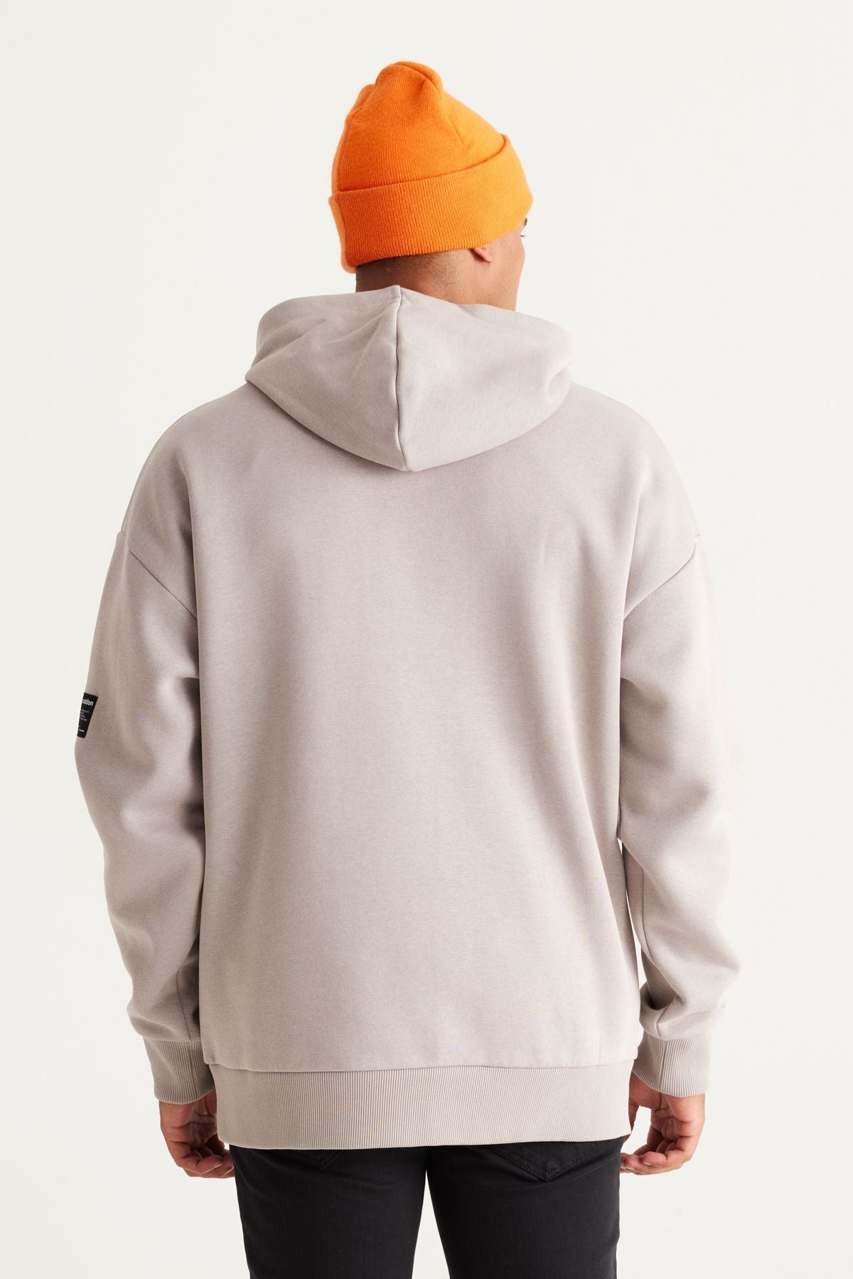 Men's light gray overwheeling fit with plenty of cuts hooded 3 -IP Cotton Sweatshirt