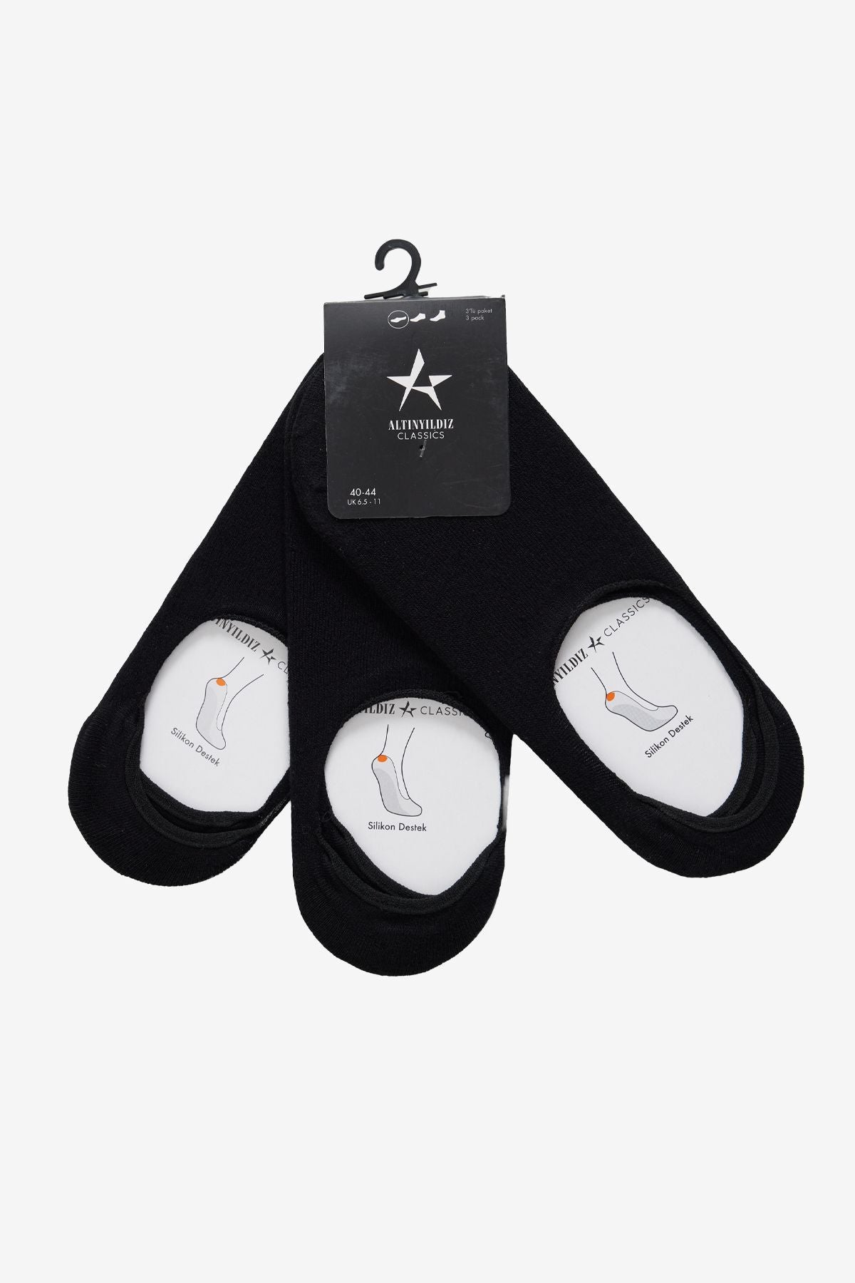 Men's Black 3 -Pack Bamboo Silicone Supported Ballet Socks