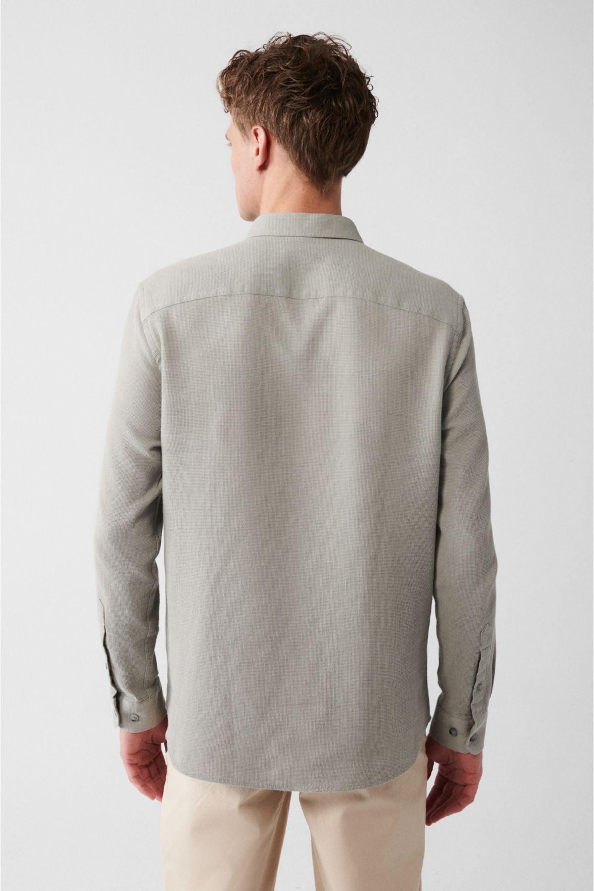 Men's gray 100 %cotton pocket shirt A31y2005